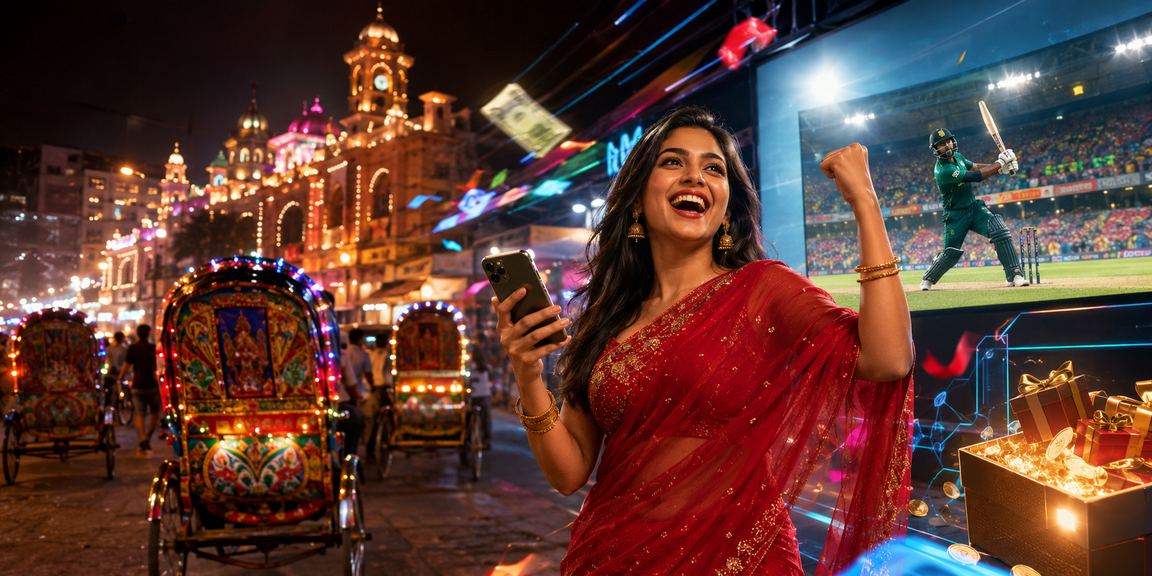 ঢাকা ক্রিকেট বেটিং এর ছবি যেখানে সুতির শাড়ি পরিহিত মহিলা বাজি ধরে